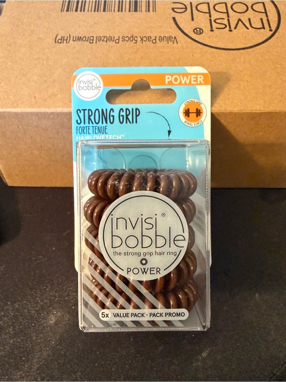 invisibobble POWER Strong Grip Hair Rings - Brown (5-Pack)